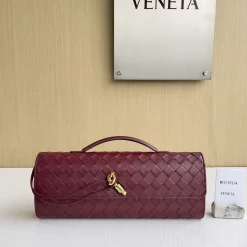 BOTTEGA VENETA Clutches Bags Lambskin Leather Burgundy-Gold 31X13X3CM F8010064297