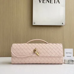 BOTTEGA VENETA Clutches Bags Lambskin Pink-Gold 31X13X3CM F8010064361