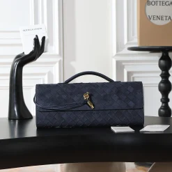 BOTTEGA VENETA Clutches Bags Nappa Lambskin Blue-Gold 31X13X3CM F8010064494