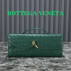 BOTTEGA VENETA Clutches Bags Nappa Lambskin Green-Gold 31X13X3CM F8010064345