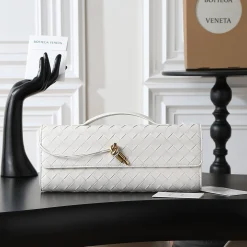 BOTTEGA VENETA Clutches Bags Nappa Lambskin White-Gold 31X13X3CM F8010064512