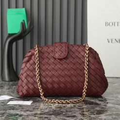 BOTTEGA VENETA Clutches Bags Padded Intrecciato Leather Burgundy-Gold 31.5x16.5x11 A13010063705