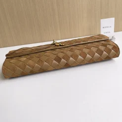 Alternative view of BOTTEGA VENETA Clutches Bags Suede Leather Brown-Gold 31X13X3CM F8010064353