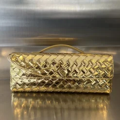 BOTTEGA VENETA Clutches Bags Woven Lambskin Gold 31X13X3CM F8010064287
