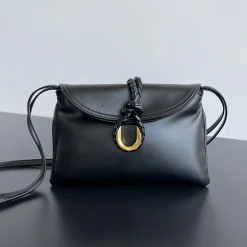 BOTTEGA VENETA Shoulder Bags Calfskin Leather Black-Gold 27.5X16X6CM G5010064090
