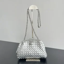 BOTTEGA VENETA Shoulder Bags Intrecciato Lambskin Silver 27X15X8CM I4010063612