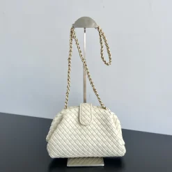 BOTTEGA VENETA Shoulder Bags Intrecciato Lambskin White-Gold 27X15X8CM I4010063624