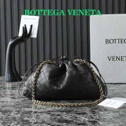 BOTTEGA VENETA Shoulder Bags Intrecciato Leather Black-Gold 33X19X8CM H5010064150