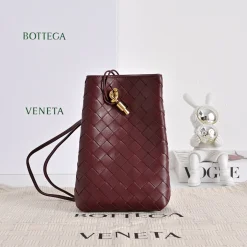 BOTTEGA VENETA Shoulder Bags Intrecciato Leather Burgundy-Gold 14X21.5X7CM F3010064942