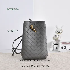 BOTTEGA VENETA Shoulder Bags Intrecciato Leather Gray-Gold 14X21.5X7CM F3010064946