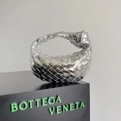 BOTTEGA VENETA Shoulder Bags Lambskin Leather Silver 23X15X5CM E8010061975