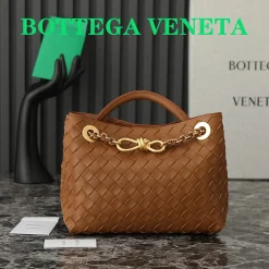 BOTTEGA VENETA Shoulder Bags Leather Brown-Gold 25X22X10.5CM I8010063874
