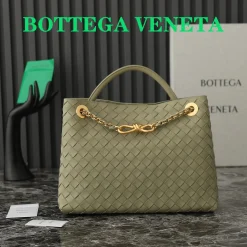 BOTTEGA VENETA Shoulder Bags Leather Green-Gold 32X24X12CM A23010063834