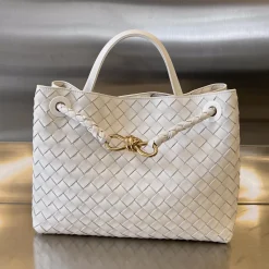 BOTTEGA VENETA Shoulder Bags Nappa Lambskin White-Gold 32.5X24X12CM A13010065673