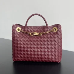 BOTTEGA VENETA Shoulder Bags Woven Leather Burgundy-Gold 32.5X24X12CM A23010063850