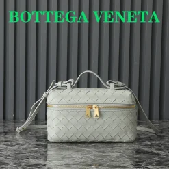 BOTTEGA VENETA Top Handle Bags Intrecciato Leather Grey-Gold 22X12.5X5CM F8010064886