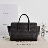 BOTTEGA VENETA Top Handle Bags Lambskin Leather Black-Gold 30X20.5X18CM I3010063527