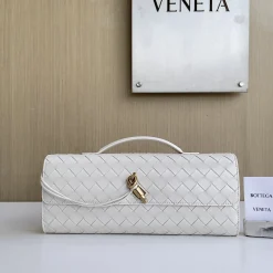 BOTTEGA VENETA Top Handle Bags Lambskin Leather White-Gold 31X13X3CM F8010064299