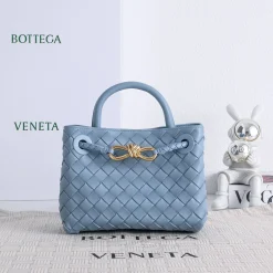 BOTTEGA VENETA Top Handle Bags Nappa Leather Blue-Gold 20X15X9CM H3010063890