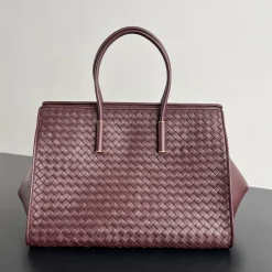 BOTTEGA VENETA Totes Bags Lamb Leather Burgundy-Gold 37X27X24 A40010064924