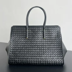 BOTTEGA VENETA Totes Bags Lambskin Black-Gold 37X27X24 A40010064927