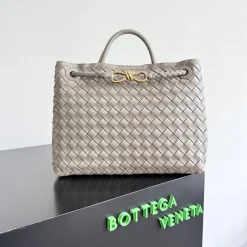 BOTTEGA VENETA Totes Bags Lambskin Leather Gray-Gold 32X24X12CM A13010065757