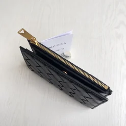 Alternative view of BOTTEGA VENETA Wallet Bags Lambskin Black-Gold 14.5X9.3X2CM D8010064989