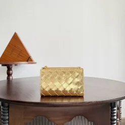 BOTTEGA VENETA Wallet Bags Lambskin Gold 14.5X9.3X2CM D8010064998