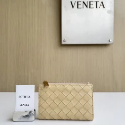 BOTTEGA VENETA Wallet Bags Lambskin Leather Beige-Gold 14.5X9.3X2CM D8010064992