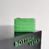 BOTTEGA VENETA Wallet Bags Lambskin Leather Green-Gold 14.5X9.3X2CM D8010065005