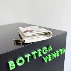 Alternative view of BOTTEGA VENETA Wallet Bags Lambskin Leather White-Burgundy 14.5X9.3X2CM D8010065002