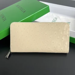 BOTTEGA VENETA Wallet Bags Ostrich Leather Beige 19x10x2 F3010065138