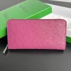 BOTTEGA VENETA Wallet Bags Ostrich Leather Pink-Silver 19X10X2 F3010065151