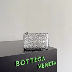 BOTTEGA VENETA Wallet Bags Silver 14.5X9.3X2CM D8010064983