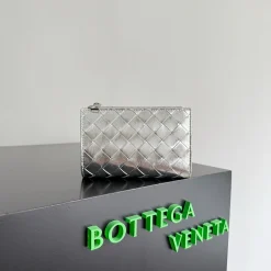 BOTTEGA VENETA Wallet Bags Silver 14.5X9.3X2CM D8010065014