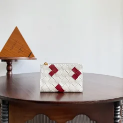 BOTTEGA VENETA Wallet Bags White-Red 14.5X9.3X2CM D8010065001