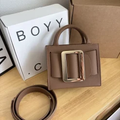 BOYY Shoulder Bags Leather Suede Brown-Gold 18X14X9CM H0010066386