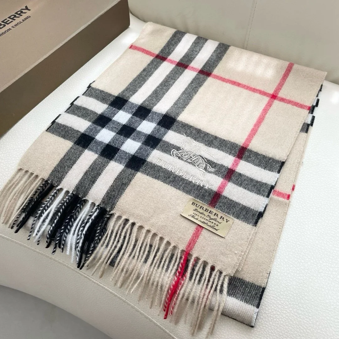 BURBERRY Scarves Cashmere Beige-Black-Red One Size A0010070274 - Image 3