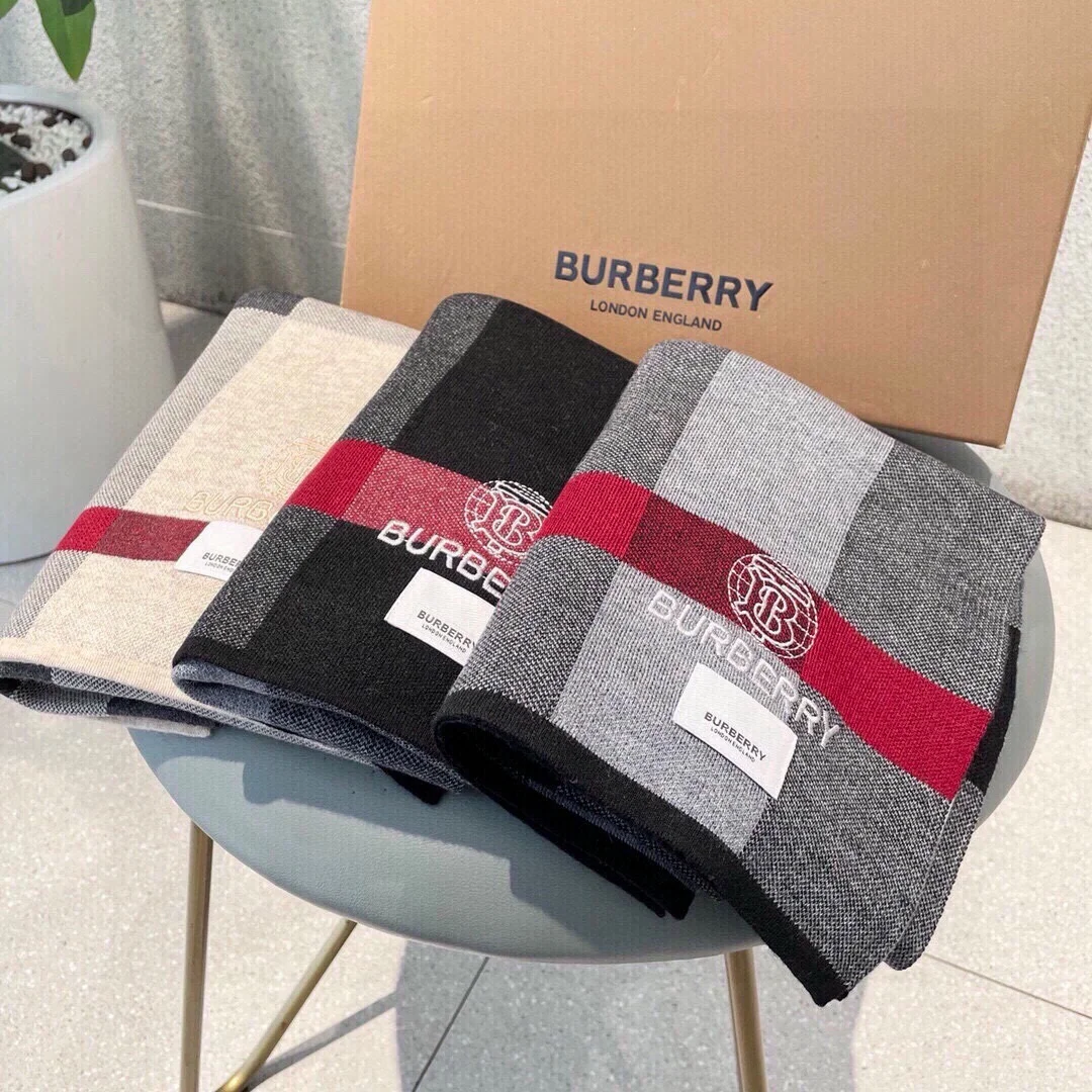 BURBERRY Scarves Cashmere Beige-Black-Red One Size A2010070742 - Image 2