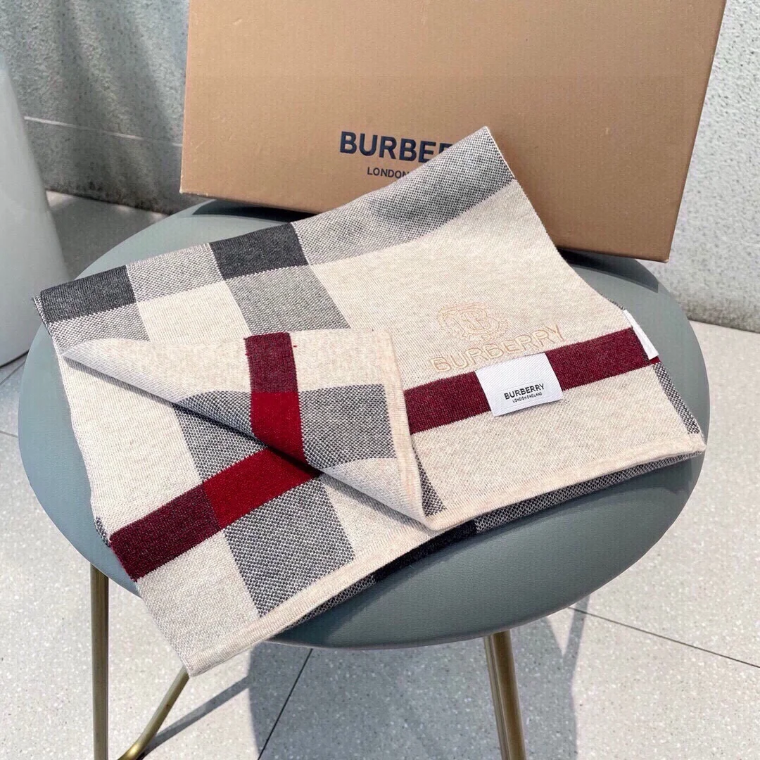 BURBERRY Scarves Cashmere Beige-Black-Red One Size A2010070742 - Image 3