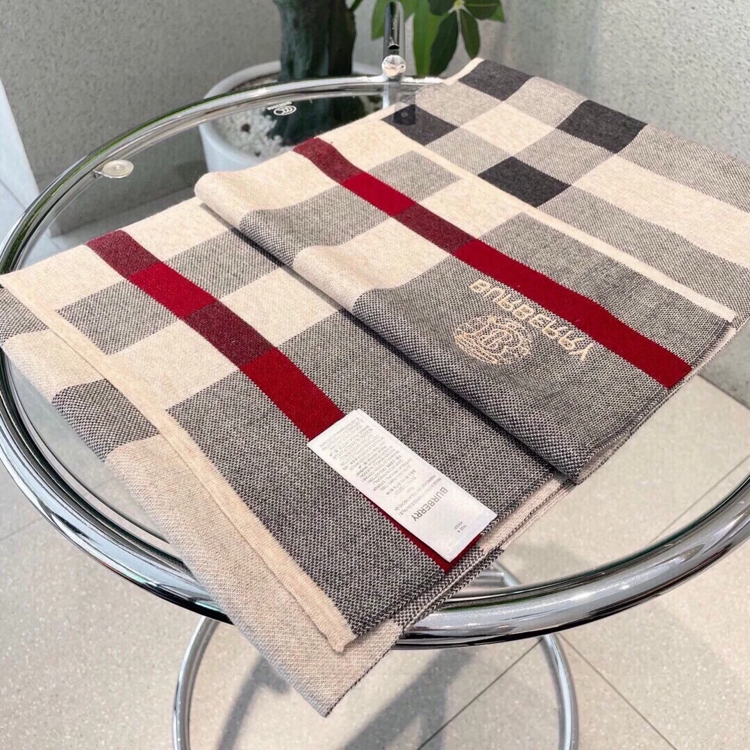 BURBERRY Scarves Cashmere Beige-Black-Red One Size A2010070742 - Image 6
