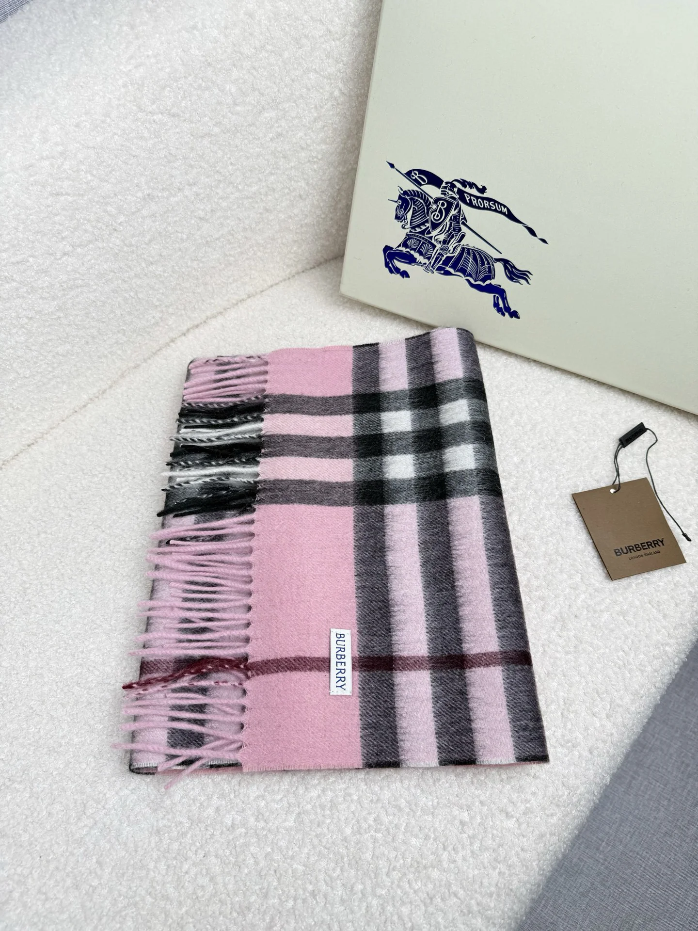 BURBERRY Scarves Wool Cashmere Blend Pink-Black One Size F510070338