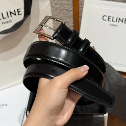 Alternative view of CELINE Belts Black-Silver 3.0cm Width A7010050029