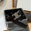 CELINE Belts Calfskin Leather Black-Silver 3.0cm Width A7010050027