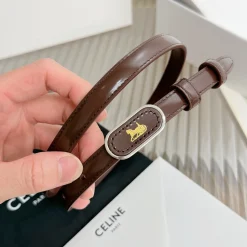 Alternative view of CELINE Belts Calfskin Leather Brown-Gold 1.3cm Width A7010050019
