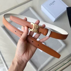 Alternative view of CELINE Belts Taurillon Leather Brown-White 1cm Width A6010050339