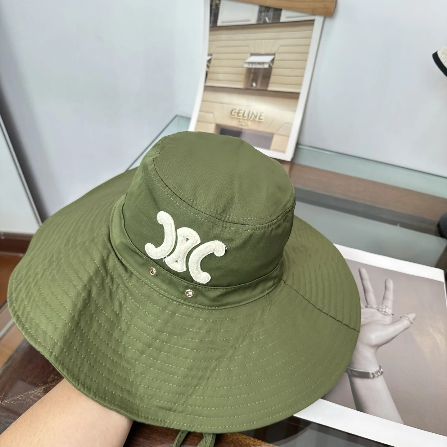 CELINE Hats Green-White E510072405 - Image 6