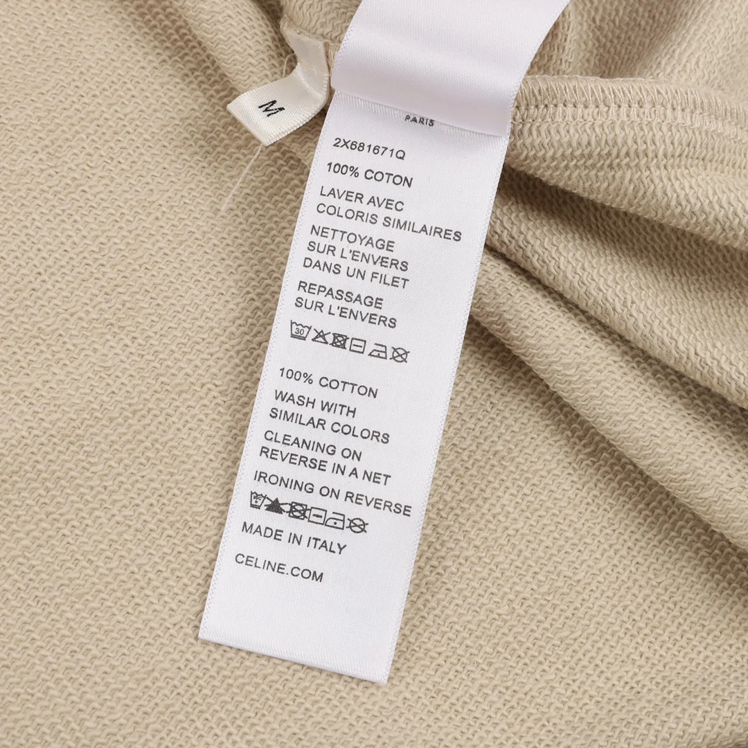 CELINE T-shirts Beige-Black S-L B20202610040040 - Image 8