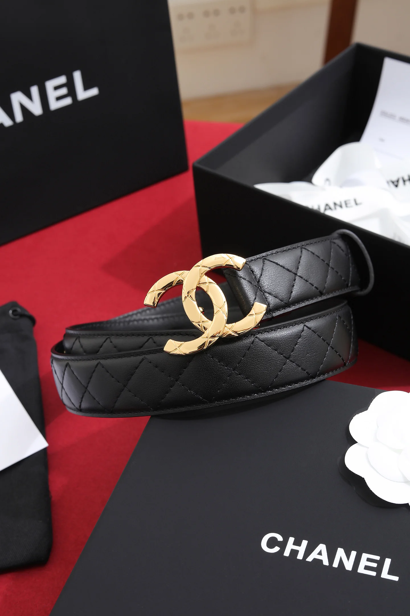 CHANEL Belts Black-Gold A6010050353