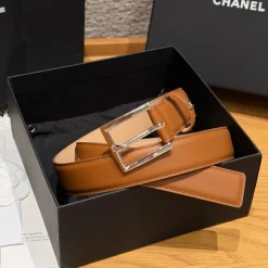CHANEL Belts Brown-Silver 3.0cm Width A7010050121